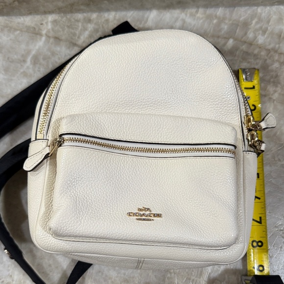 Coach Cream Mini Leather Backpack - Picture 1 of 10